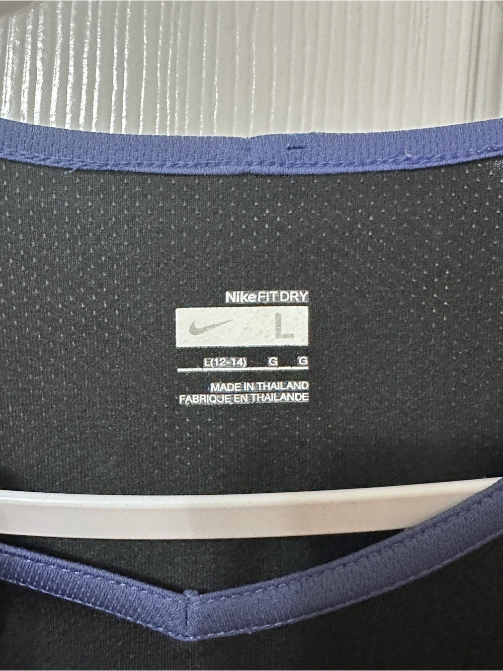 Nike Black Long Sleeve Athletic Top with Blue Trim - Picture 2 of 7